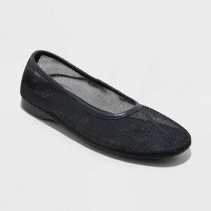 A New Day Black Mesh flats, size 8